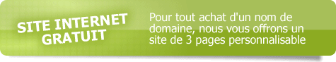 Site internet gratuit de 3 pages pour achat d'un nom de domaine
